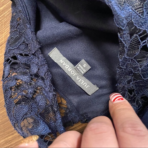 Julia Jordan navy blue formal top lace jumpsuit 8 - Picture 4 of 10